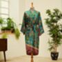 Green Silk Blend Kimono Robe, thumbnail 4 of 4