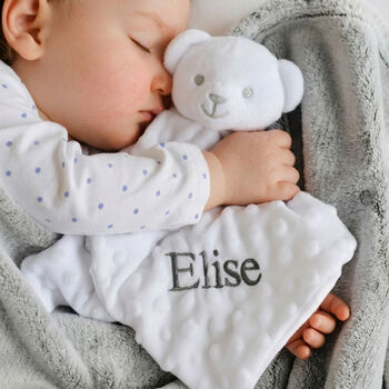 Personalised Blue Cellular Blanket And Comforter Hamper, 6 of 12