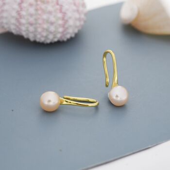 Genuine Pink Freshwater Pearl Hook Earrings, 4 of 12