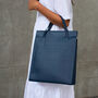 Navy Blue Adjustable Handcrafted Leather Tote Bag, thumbnail 4 of 12