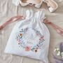 Personalised Wildflower Wedding Embroidered Keepsake Drawstring Bride Bag, thumbnail 1 of 3