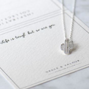 Cactus Necklace On Bespoke Gift Card, Sterling Silver, 5 of 12