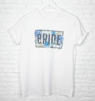 Bride Tribe Blue Floral Hen Do T Shirt, 2 of 3