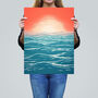 Horizon Hour Abstract Sunset Orange Teal Wall Art Print, thumbnail 2 of 6