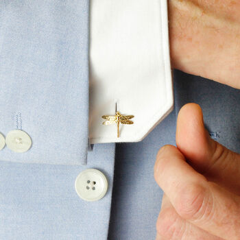 Dragonfly Cufflinks – Silver/Gold Vermeil Plated, 3 of 6