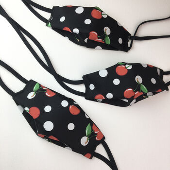 Cherries And Spots Print Reusable Face Mask Four Layers, 2 of 7