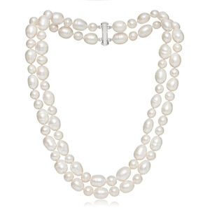 Double Strand Round And Oval Pearl Necklace By Argent of London