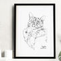 Personalised Cat Line Drawing, thumbnail 4 of 11