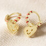 Red And Gold Heart Face Huggie Hoop Earrings, thumbnail 2 of 5