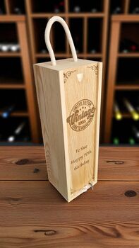 Personalised Wooden Wine Box With Handle – Engraved, 3 of 9