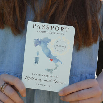 Passport Wedding Invitation Watercolour Style, 2 of 7