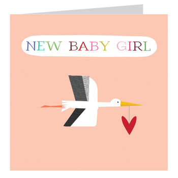 Pink Stork New Baby Girl Card, 2 of 5