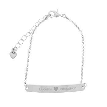 Personalised Silver Tone Heart Bar Bracelet, 8 of 8