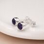 Sterling Silver Amethyst Stud Earrings – 6mm, thumbnail 2 of 10