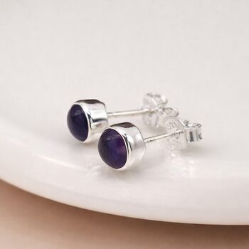 Sterling Silver Amethyst Stud Earrings – 6mm, 2 of 10