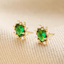 Green Crystal Stud Earrings In Gold, thumbnail 1 of 4