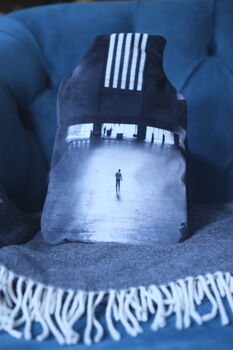 Industrial Design Hot Water Bottle – Velvet Cover With Architectural Print, 2 of 5