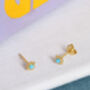 Turquoise Deya Tiny Gold Stud Earrings, thumbnail 3 of 7
