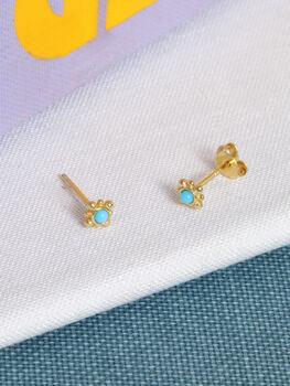Turquoise Deya Tiny Gold Stud Earrings, 3 of 7