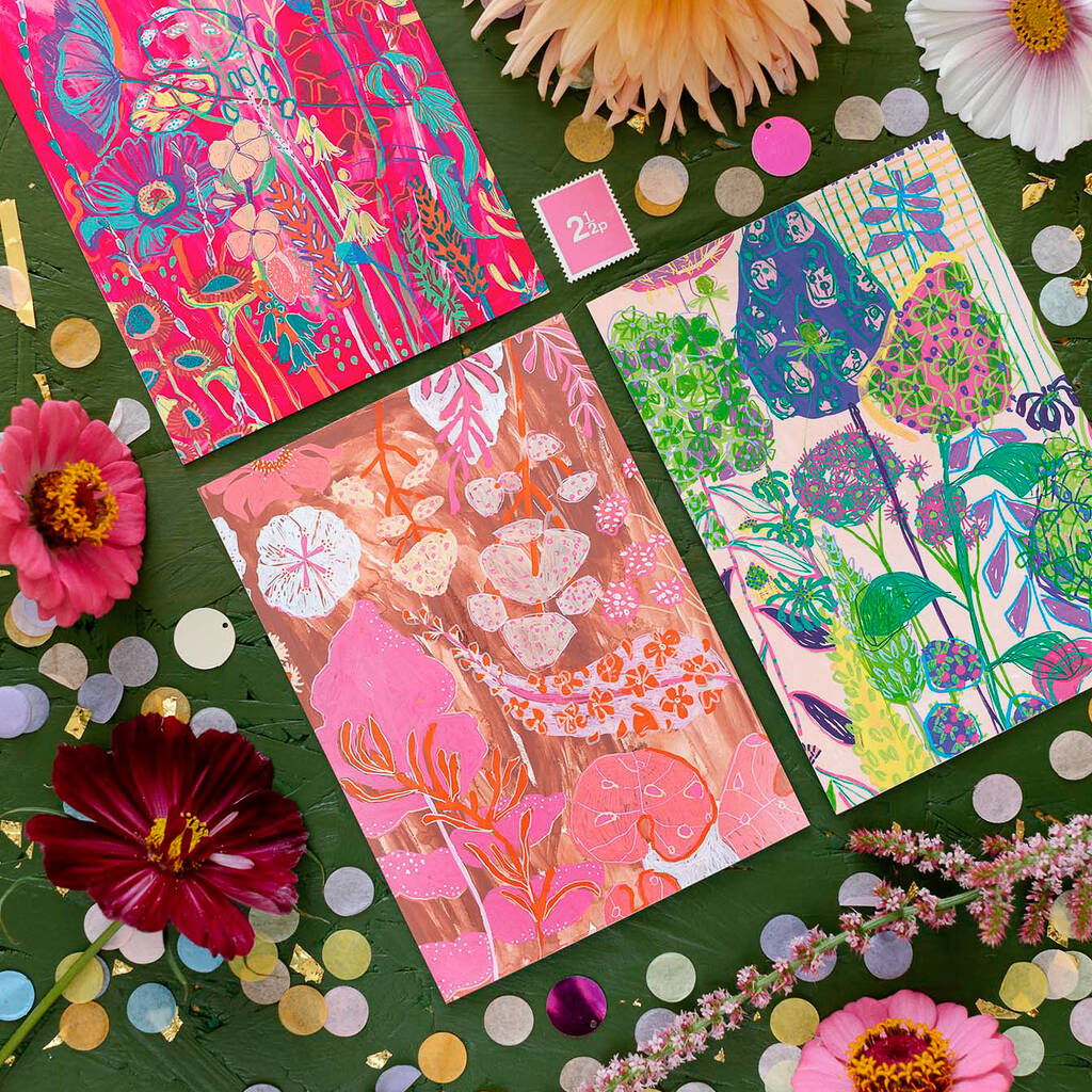 Pink Wildflowers Postcard Pack, 1 of 7