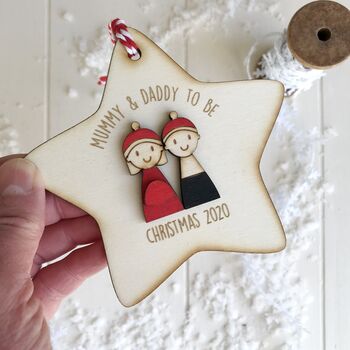 Personalised Mummy And Daddy To Be Christmas Decoration, 3 of 4