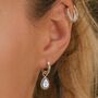 June Birthstone Moonstone Sterling Silver Huggie Hoop Earrings, thumbnail 1 of 12