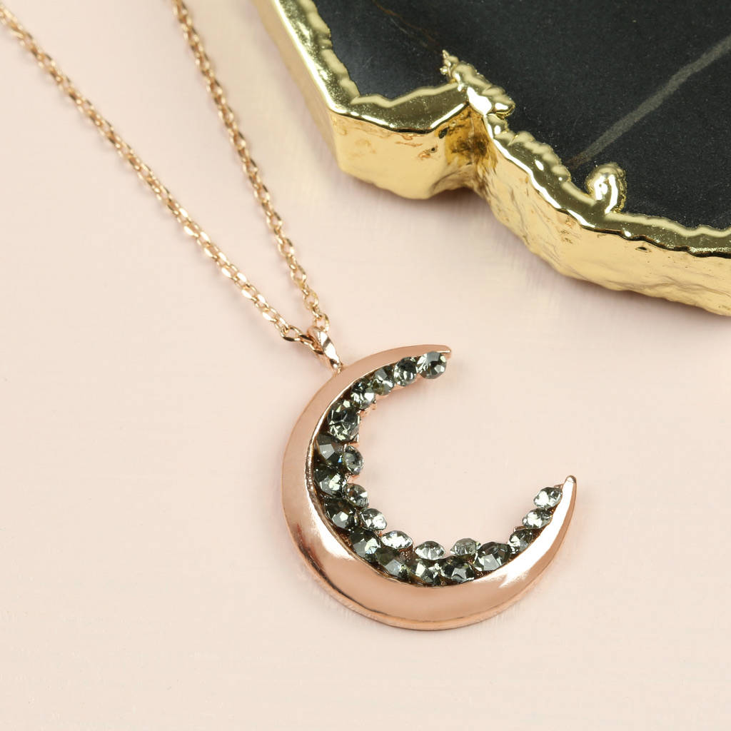 crystal crescent moon necklace by lisa angel | notonthehighstreet.com