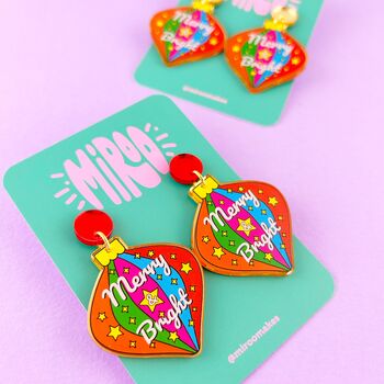'Merry And Bright' Colourful Christmas Earrings, 6 of 11