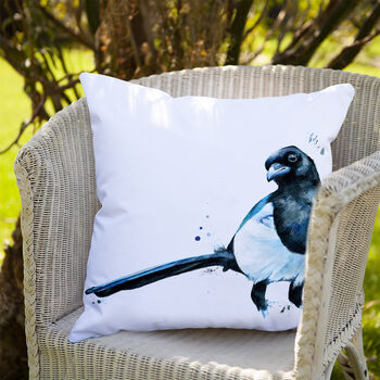 Inky Magpie Water Resistant Outdoor Garden Cushion, 2 of 8