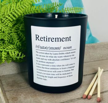 Personalised Fun Retirement Definition Candle, 3 of 11