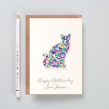 Personalised Mother's Day Liberty Cat Card, 2 of 4