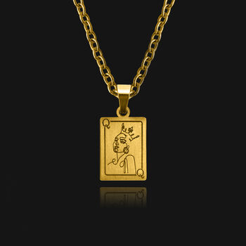 Queen Playing Card Pendant Necklace, 18k Gold Plated, 6 of 9