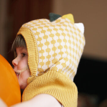 Toddler's Dinosaur Pullover Knitted Snood And Hat In One, 7 of 9