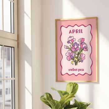 Birth Month Flower Print April Sweet Pea, 3 of 3