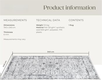 Washable Rug Living Room Carpet Oriental Short Pile Rug, 12 of 12