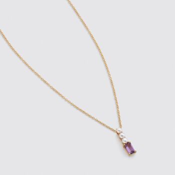 Amethyst Pearl Drop 18k Gold Plated Necklace, 4 of 5