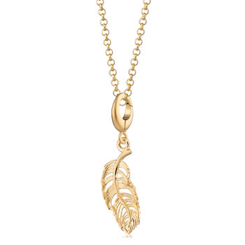 18ct Gold Feather Charm Necklace, 3 of 6