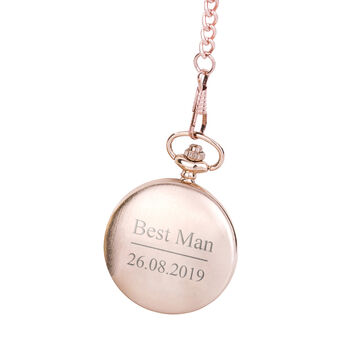 Personalised Message And Date Pocket Watch Rose Gold, 4 of 5