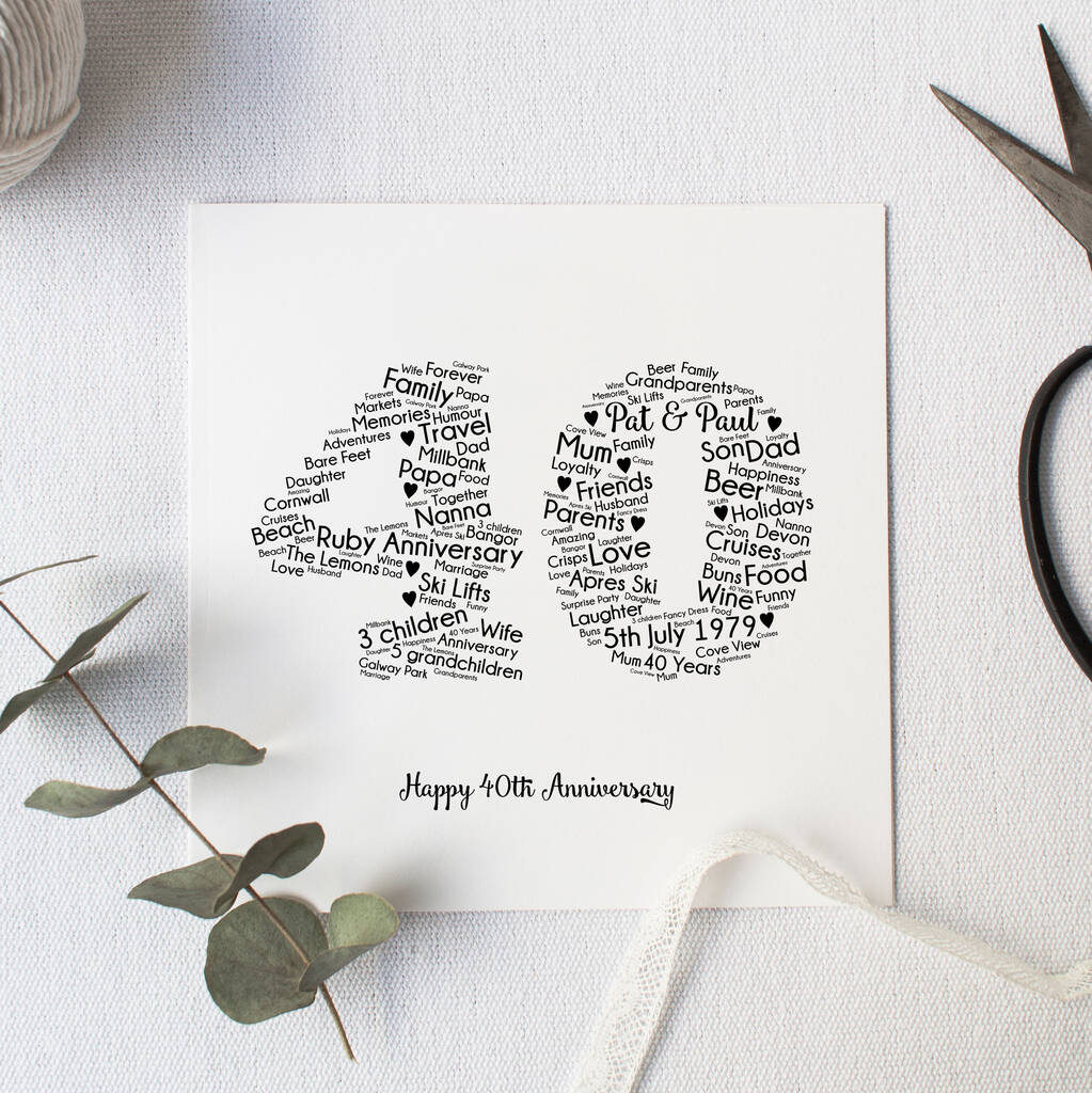 Personalised 40th Wedding Anniversary Gift For Husband By Hope and Love