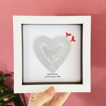 60th Wedding Anniversary Framed Heart Paper Cut, 4 of 6
