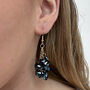 Long Gold Plated Grey Crystal Bead Cluster Earrings, thumbnail 2 of 5