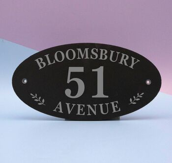 Personalised Slate Oval House Sign, 2 of 3