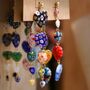 Asymmetrical Colourful Heart Bead Drop Earrings, thumbnail 3 of 5