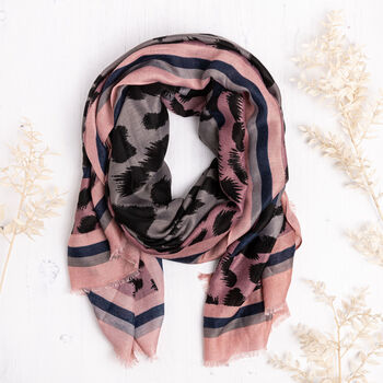 Black And Pink Leopard Print Scarf, 2 of 6