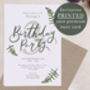 Personalised A6 Botanical Age Birthday Party Invitation, thumbnail 1 of 3