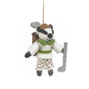 Handmade Felt Golfing Badger Decoration, 2 of 4