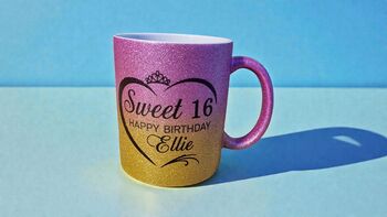 Personalised Sweet 16 Glitter Mug – Happy Birthday Gift, 2 of 5