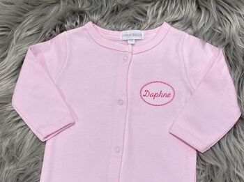 Personalised Embroidered Baby Sleepsuit, 6 of 8