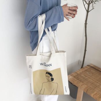 Woman Canvas White Tote Bag, 5 of 7
