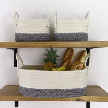 Set Of Three White And Grey Woven Storage Baskets, 2 of 4